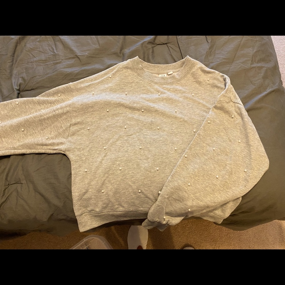 Pearl Studded Sweater Gray
